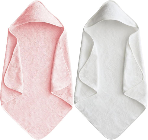 Baby Hooded Bath Towel 31.5"x31.5" Ultra Absorbent Soft Coral Fleece, for Newborn