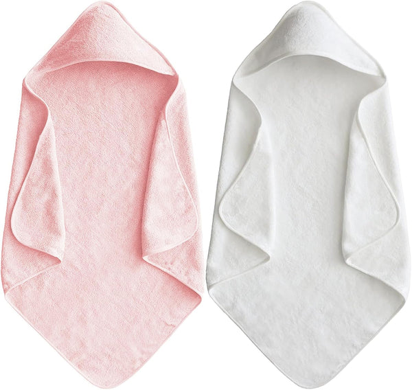Baby Hooded Bath Towel 31.5"x31.5" Ultra Absorbent Soft Coral Fleece, for Newborn