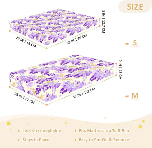 miaozhen 1 Pack 52x28 Cotton Baby Crib Sheets Soft Breathable African Wisteria Lavender Crib Mattress Sheet for Nursery