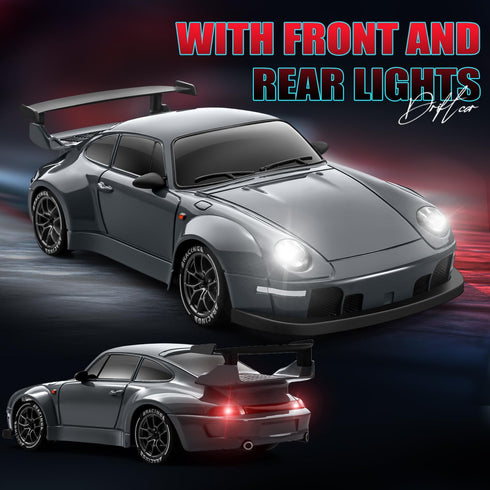 ACAMMZAR 1:24 20KM/H 4WD RC Drift Car, Remote Control Car for Kids, High Speed RC Cars with LED Lights, Two Batteries