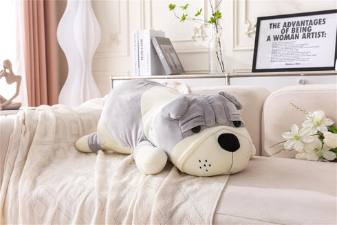 Bulldog Gray Stuffed Animal Plush Hugging Pillow for Boys and Girls, Children's Day Gift, 23.6in/60cm