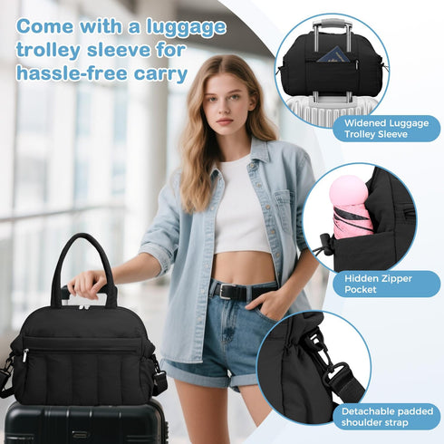 FullWoyi Mommy Diaper Bag Tote, Puffer Diaper Tote Bags Crossbody Hospital Bag Travel Large Bag, with Pacifier Case