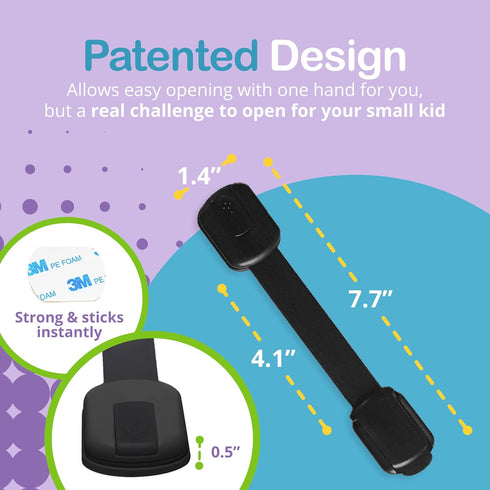 Pack 6, Adjustable & Reusable Child Safety Cabinet Locks & Latches, Baby Proofing Door Window, Cabinet, Toilet