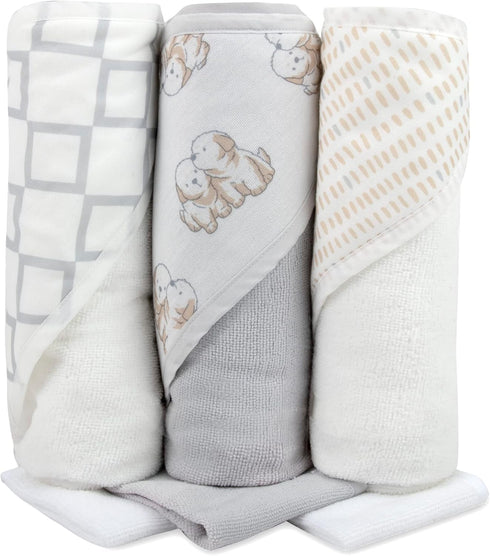 6 Set Hooded Baby Bath Towel and Washcloth Piece for Newborns Infants & Toddlers, Boys & Girls Baby Hooded Towels