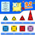 Set, 3+, 32 Mini Magnetic Tiles for Kids, Magnetic Building Construction STEM Travel Toys for Boy Girl Ages Montessori