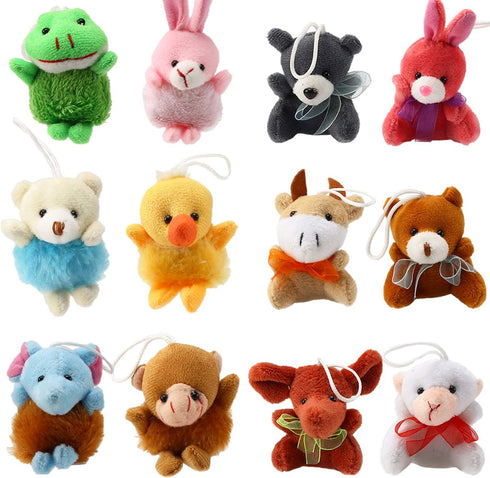 32 Piece Mini Plush Animal Toy Set, Cute Small Animals Plush Keychain Decoration for Themed Parties, Kindergarten Gift,