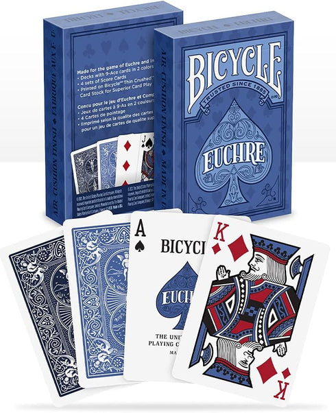 Bicycle Euchre Playing Card Deck - Double Deck, Blue - 9 Through Ace