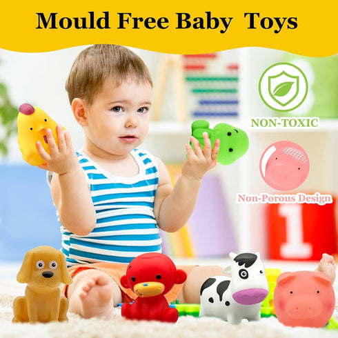 Bath Toys for Kids 1-3 Years, No Hole Infant Baby Bath Toys for 6-24 Months, Fun Bathtub Shower Toys
