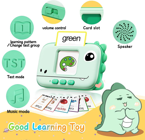Talking Flash Cards (Dinosaur Style) for Toddlers 1-3 2-4, Learning Toys for Boys and Girls, Autism Speech Therapy