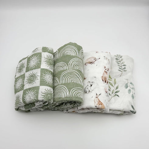 Hollyoo 100% Muslin Swaddle Blanket, Viscose Made from Bamboo Muslin Swaddle Blankets for Boys and Girls, Baby