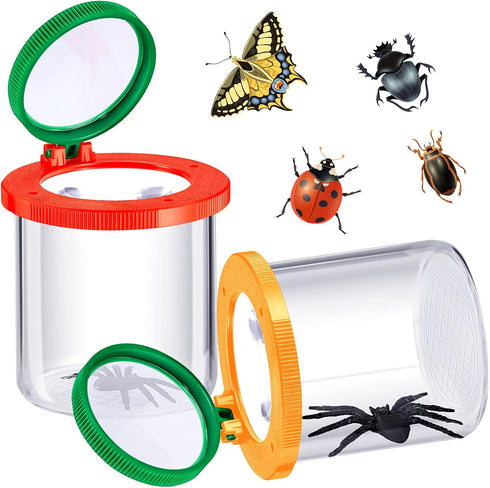 2 Pieces Magnifying Insect Box, Bug Viewer Container for Kids Science Nature Exploration Tool (Chic Style)