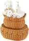 Juexica 2 Pcs Scalloped Rattan Baskets, Woven Rattan Wicker Storage Baskets with