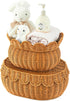 Juexica 2 Pcs Scalloped Rattan Baskets, Woven Rattan Wicker Storage Baskets with