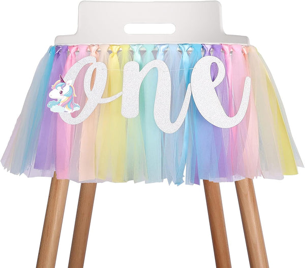 MIAUL Unicorn Highchair Banner Decoration for Baby,1st First Birthday Banner, High Chair Fabric