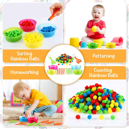 138 Pieces Fine Motor Skills Toys for Early Education, Sorting Counting Training Development for Ages 3+, Includes 8