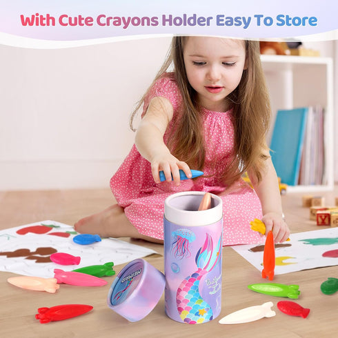 DreamyCandy Crayons,18PCS Set,Gift DreamCandy Rocket and Fish-Shaped Non Toxic Washable Toddler Crayons for Kids