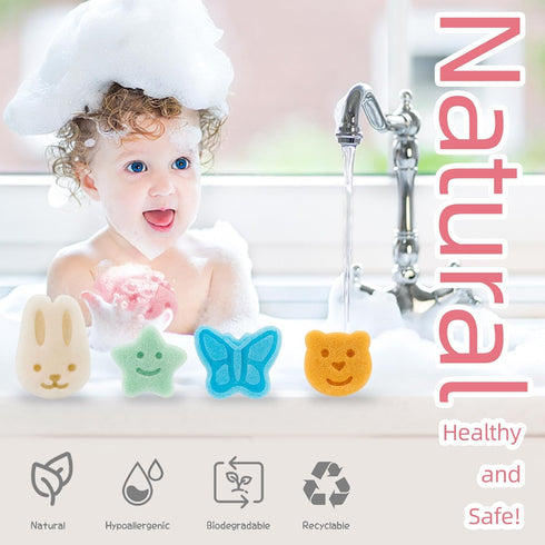 Set 5 Pack Konjac Baby Bath Sponge - Soft Cleansing Facial & Body Sponge for Delicate Skin, Natural Konjac Fiber Bath