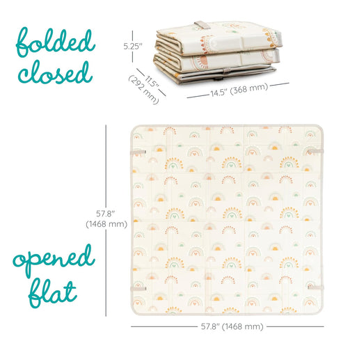 57" Infantino Foldable Soft Foam Play Mat, Baby Mat for Floor Time, Lightweight, Easy to Store, Wipeable, Rainbows