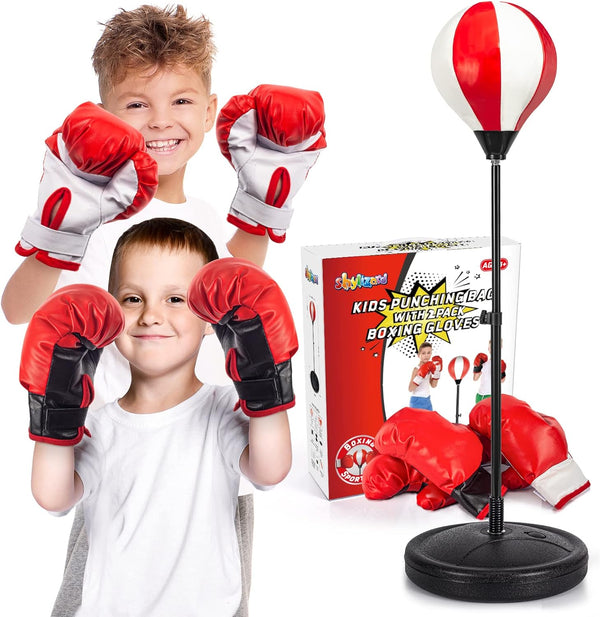 Punching Bag for Kids with 2 Pack Boxing Gloves, Boxing Toys for Boys & Girls Age 5-10, Height Adjustable Stand