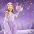 Light Up Snowflake Wand - Spinning LEDs and Sound Magic Princess Toy for Kids, Birthday Cosplay Party Favors, Pink