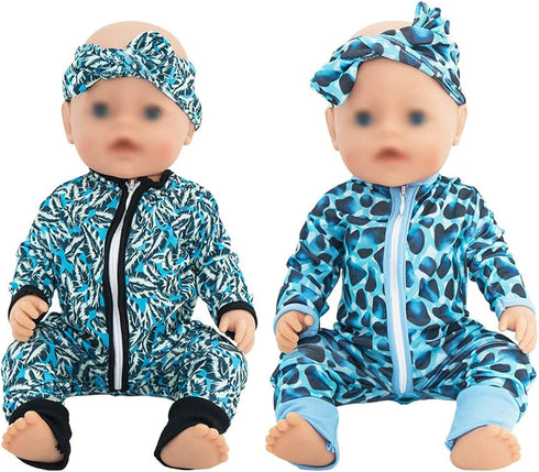 SOTOGO 5 Sets Doll Clothes Outfits - Jumpsuits with 5 Headbands for 14 to 17 Inch Baby Dolls