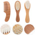 Set Hairbrush and Styling Comb with Soft Wool Bristles and Beech Wood Handle for Newborns Scalp Care Grooming Kit