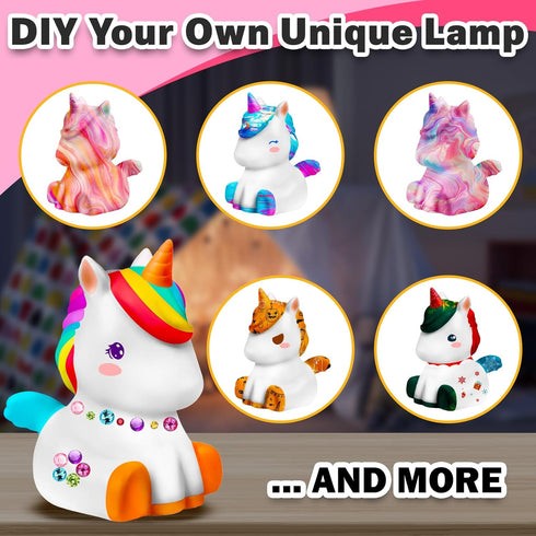 3 4 5 6 7 8 9 10 11 12 13 FUNZBO Paint Your Own Unicorn Lamp Kit - Arts and Crafts Supplies Painting for Kids Teens