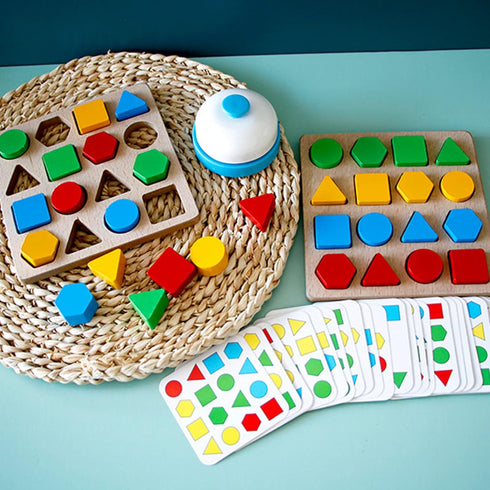 Shape Matching Game, Color Sensory Educational Toy, Geometric Quick Matching Board Game for Kids