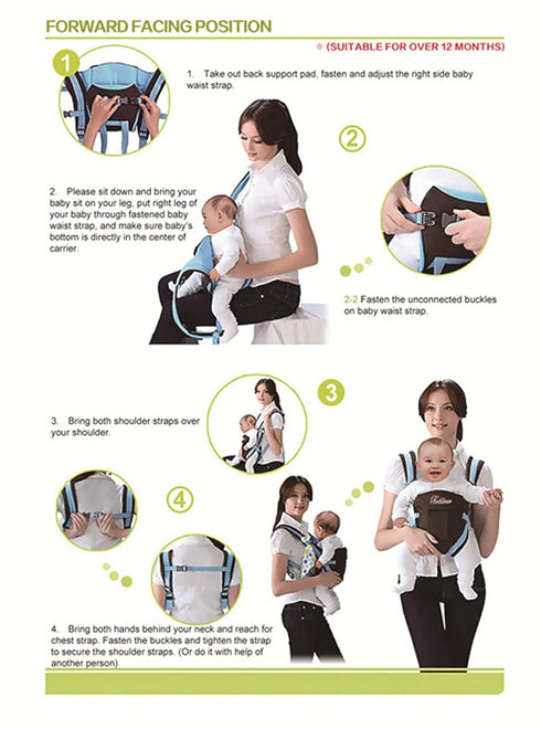 4 3D Backpack CdyBox Adjustable Positions Baby Carrier Infant Newborn Pouch Bag Wrap Soft Structured Ergonomic Sling