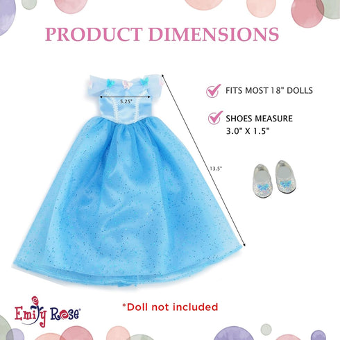 Emily Rose Doll Clothes & Accessories, 18-inch Princess Queen Costume Ball Gown Dress, Fits Most 18" Dolls