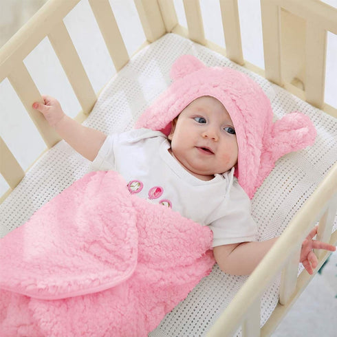 XMWEALTHY Cute Pink Plush Nursery Swaddle Blankets for Newborn Infant Girls Clothes