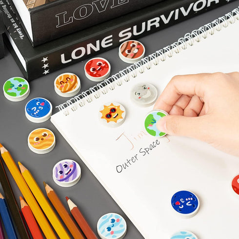 Haooryx 60Pcs Solar System Mini Eraser - Novelty Outer Space Pencil Erasers for Student Homework Rewards