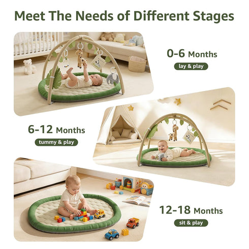 5 Tummy Baby Play Gym & Activity Mat, Baby Play Mat with Detachable Toys, Promotes Motor Skills & Sensory Development