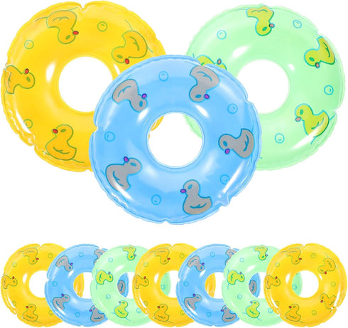 Toyvian 10pcs Mini Swim Rings - Inflatable Doll Lifebuoy Pool Toys for Dollhouse Accessories