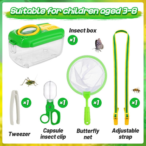 Kids Bug Habitat Outdoor Explorer Kit, 4Pcs, Green, for Ages 3-8