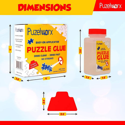 PuzzleWorx Jigsaw Puzzle Glue Pack of 2, Non-Toxic Clear Glue for 1000/1500/2000 Piece Puzzles, 8.4 oz Total