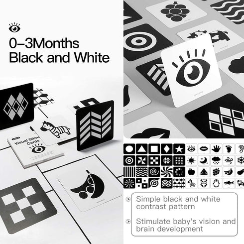 beiens High Contrast Baby Flashcard, 80 Pcs Visual Stimulation Learning Cards for Babies Ages 0-36 Months (5.5'' x