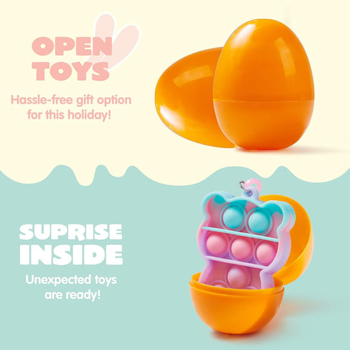24 JOYIN PCS Prefilled Easter Eggs with Assorted ToysFilled with Mochi Squishy Toys and Pop Bubble Fidget
