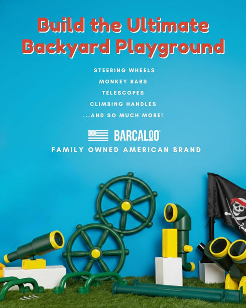 Set Set Barcaloo Kids Playground Pirate Ship Wheel Brown, Jungle Gym Steering Wheel Swing Accessories, Attachment