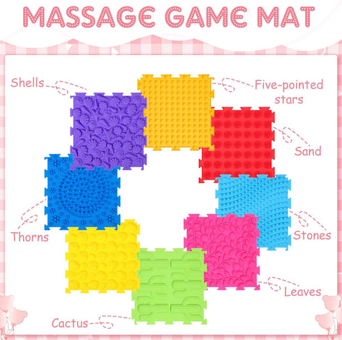 8 Pcs Rainbow Sensory Mat Massage Game Mats for Kids - Orthopedic Puzzle Tiles for Autistic Children