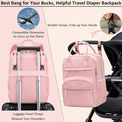 Backpack Tenot Diaper Bag for Women with Changing Pad, Baby Bag with Insulated Pockets Multifunctional Diaper Bags