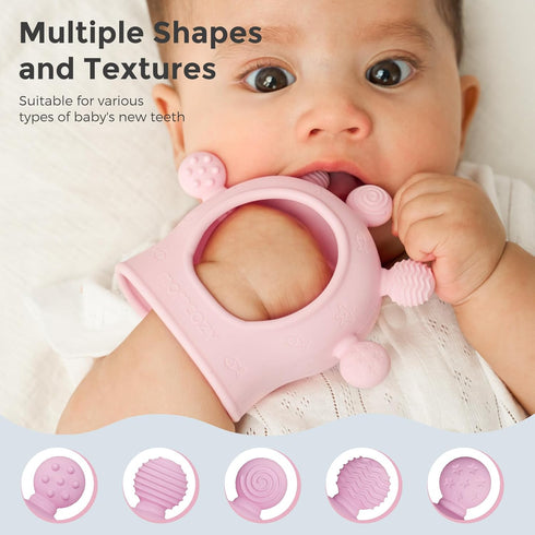 Momcozy 0-6 6-12 Baby Teether Toys | Food Grade Silicone Teething Relief Months | Toy Months | Baby Essential | Green