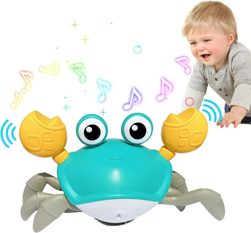 Baby Toys Crawling Crab - Infant Tummy Time Light-up Musical Toys for 0-12 Months, Interactive Toddler Gifts