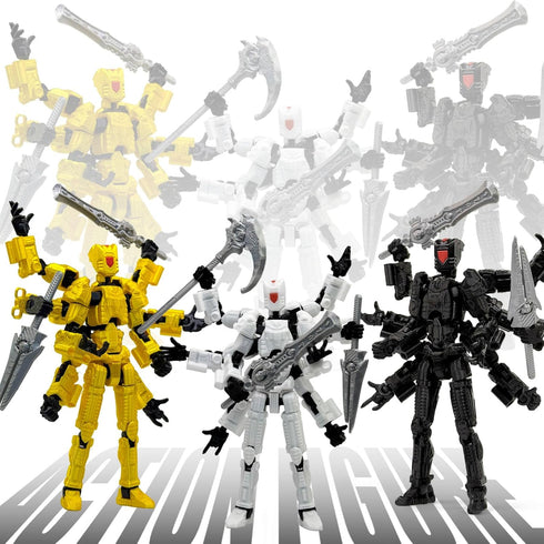 KAMOVNY T13 3D 2PCS Set, 3D Action Figures Pre-Assembled Multi-Jointed Robot with Interchangeable Parts, Printed
