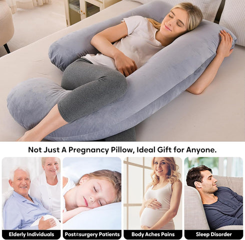 Wodsfay 57 Inch U-Shaped Pregnancy Pillow for Sleeping, Full Body Support for Back, HIPS & Belly - Maternity Pillow