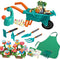 16Pcs Kids Gardening Tools Set - Outdoor Toys with Wheelbarrow, Apron, Watering Can for Educational STEM Learning
