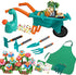 16Pcs Kids Gardening Tools Set - Outdoor Toys with Wheelbarrow, Apron, Watering Can for Educational STEM Learning