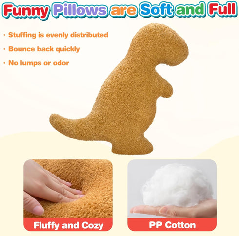 Dino Nugget Pillow for Birthday Gifts, Dinosaur Chicken Nuggets Plush Funny Gifts for Boys Girls, Cute Dinosaur Gifts
