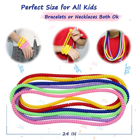 6 Pack (6) Sensory Chew Necklace for Boys and Girls, Stretch Chewing Necklaces for Kids with Autism ADHD SPD, Oral
