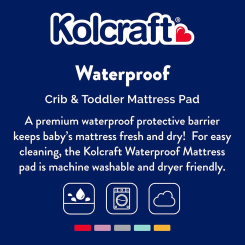 52 28- Kolcraft Fitted Waterproof Baby Infant Crib Mattress Protector Pad and Toddler Bed Cover, Durable